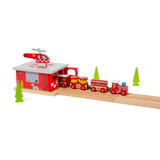 Wooden Fire Station Shed – Train Accessory for Wooden Railway Sets