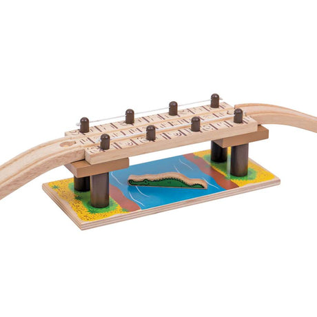 Safari Rope Bridge – Wooden Train Set Accessory, Fits Major Rail Brands