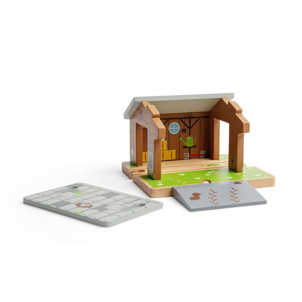 Barnyard Train Tunnel Accessory – Wooden Toy for Farm Railway Sets