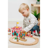 Fun Fair Wooden Train Set for Kids with Accessories 54 Piece Railway Toy