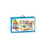 Fun Fair Wooden Train Set for Kids with Accessories 54 Piece Railway Toy