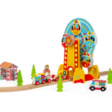 Ferris Wheel Wooden Train Tunnel – Fun Fair Railway Accessory for Kids