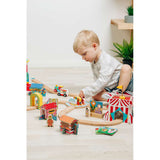 Ferris Wheel Wooden Train Tunnel – Fun Fair Railway Accessory for Kids