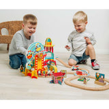 Ferris Wheel Wooden Train Tunnel – Fun Fair Railway Accessory for Kids