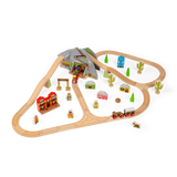 Wild West Wooden Train Set for Kids with Accessories 62 Piece Railway Play