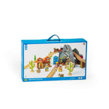 Wild West Wooden Train Set for Kids with Accessories 62 Piece Railway Play