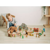 Wild West Wooden Train Set for Kids with Accessories 62 Piece Railway Play