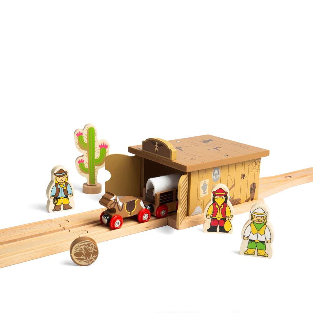 Saloon Tunnel – Wild West Wooden Train Accessory for Kids Railway Sets