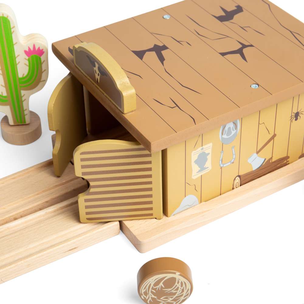 Saloon Tunnel – Wild West Wooden Train Accessory for Kids Railway Sets
