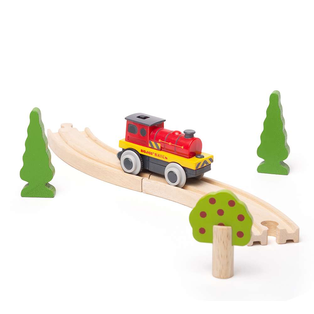 Mighty Red Loco Battery Operated Engine – Wooden Railway Train Compatible