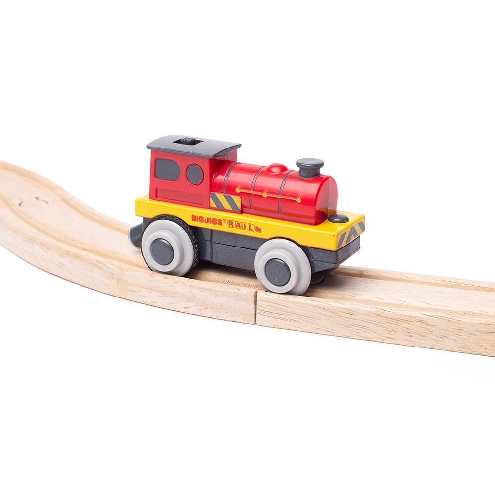 Mighty Red Loco Battery Operated Engine – Wooden Railway Train Compatible