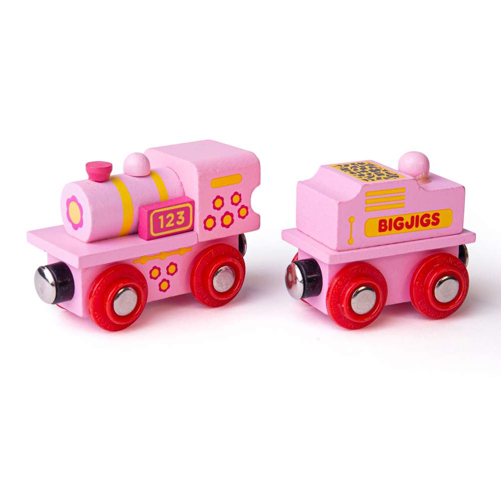 Pink 123 Engine – Wooden Toy Train for Kids, Compatible with Train Sets