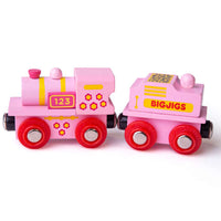 Pink 123 Engine – Wooden Toy Train for Kids, Compatible with Train Sets