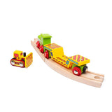 Wooden Bulldozer Low Loader Train – Magnetic Railway Construction Toy