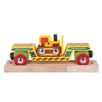 Wooden Bulldozer Low Loader Train – Magnetic Railway Construction Toy