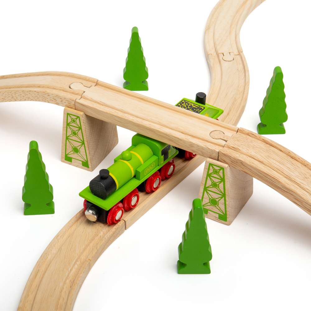 Big Green Engine Wooden Train – Compatible with Wooden Railway Tracks
