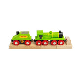 Big Green Engine Wooden Train – Compatible with Wooden Railway Tracks