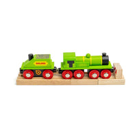 Big Green Engine Wooden Train – Compatible with Wooden Railway Tracks