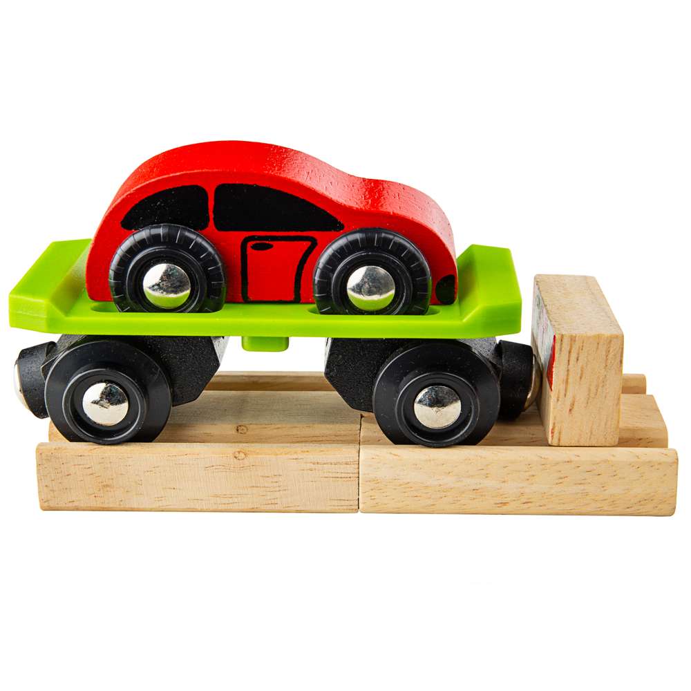 Wooden Car Carriage – Magnetic Toy Train Accessory for Wooden Railway