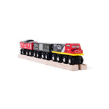 CN Wooden Train Engine with Caboose & Wagon – Compatible Toy Railway