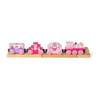 Princess Train – Pink Wooden Toy Train Set for Kids, Compatible with Major Brands