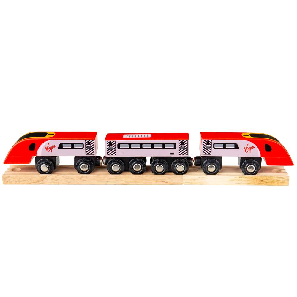 Virgin Trains Pendolino Toy Train – Wooden Railway Engine & Carriage Set