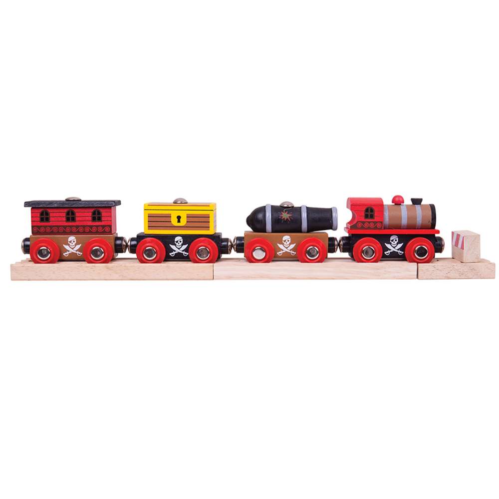 Wooden Pirate Train Toy – Compatible with Bigjigs Rail & Wooden Railways