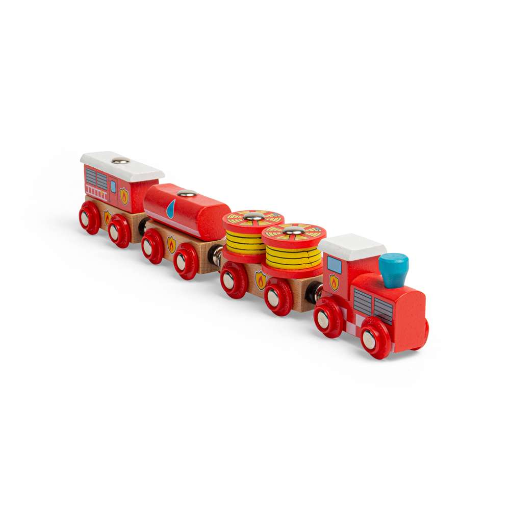 Bigjigs Fire & Rescue Train – Wooden Railway Compatible Emergency Toy