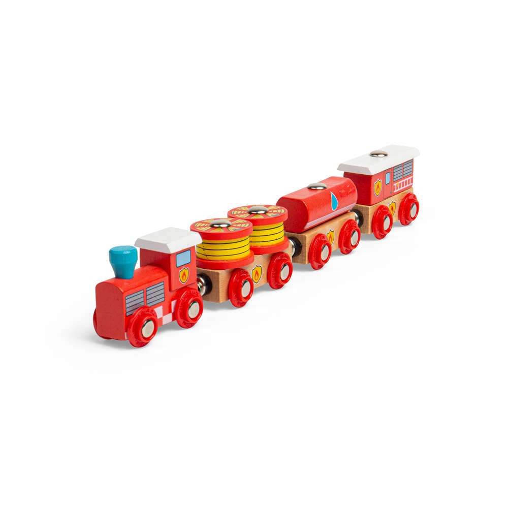 Bigjigs Fire & Rescue Train – Wooden Railway Compatible Emergency Toy