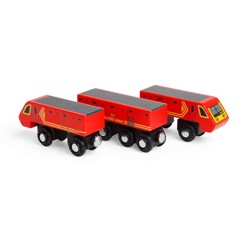 Bigjigs Postal Train – Wooden Mail Toy Train Set with Carriages & Track