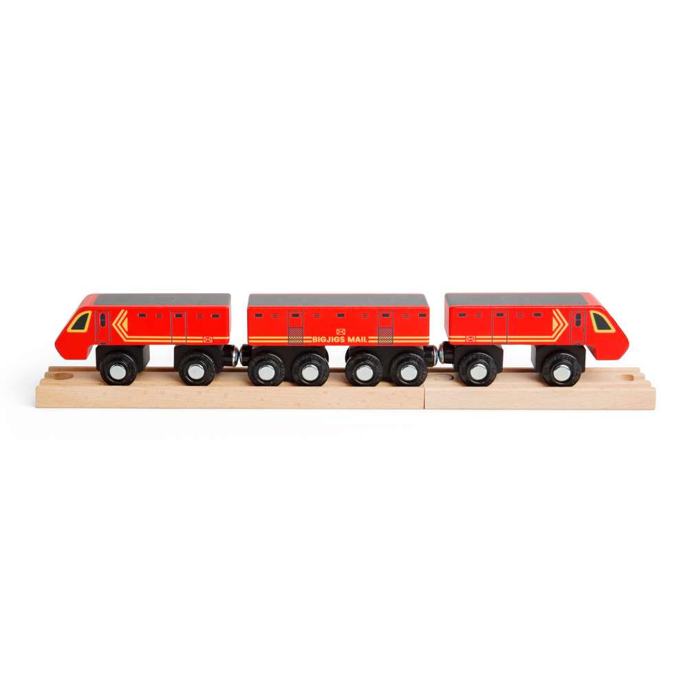 Bigjigs Postal Train – Wooden Mail Toy Train Set with Carriages & Track