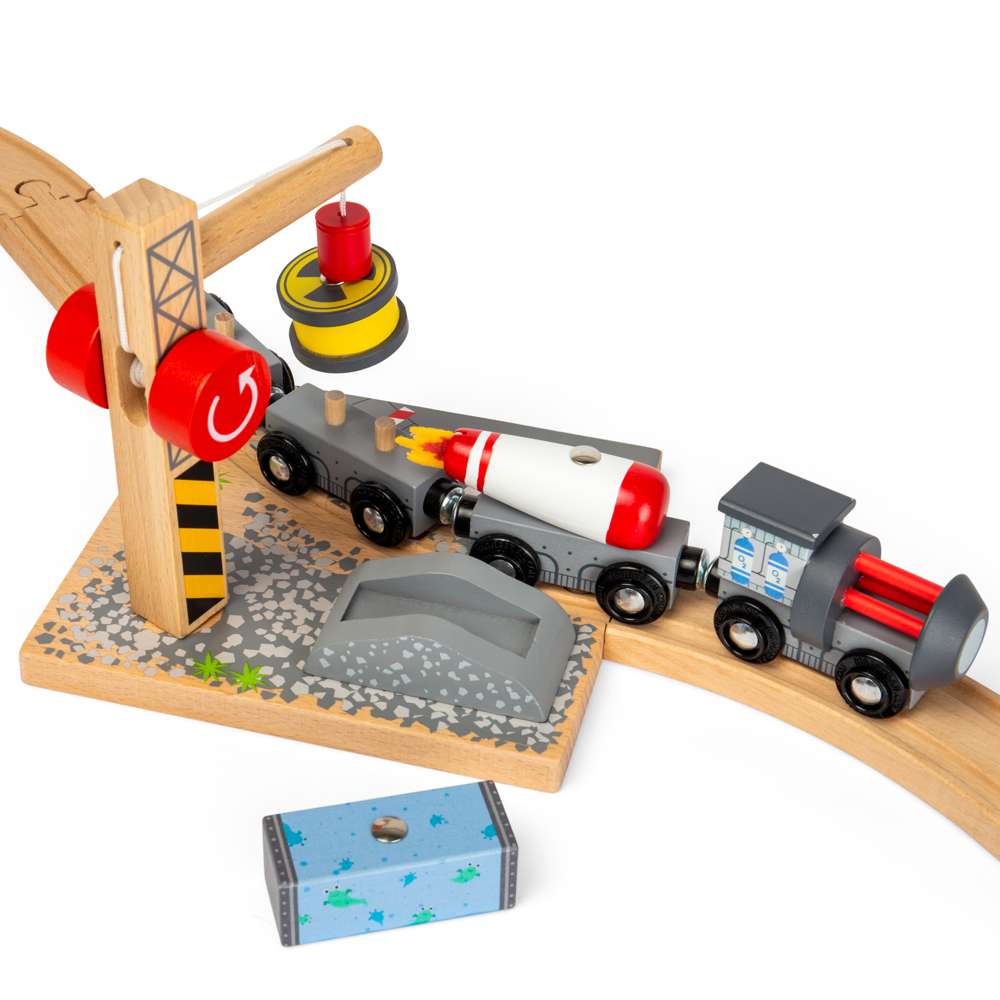 Bigjigs Rail Space Train - 9 Piece Wooden Railway for Kids