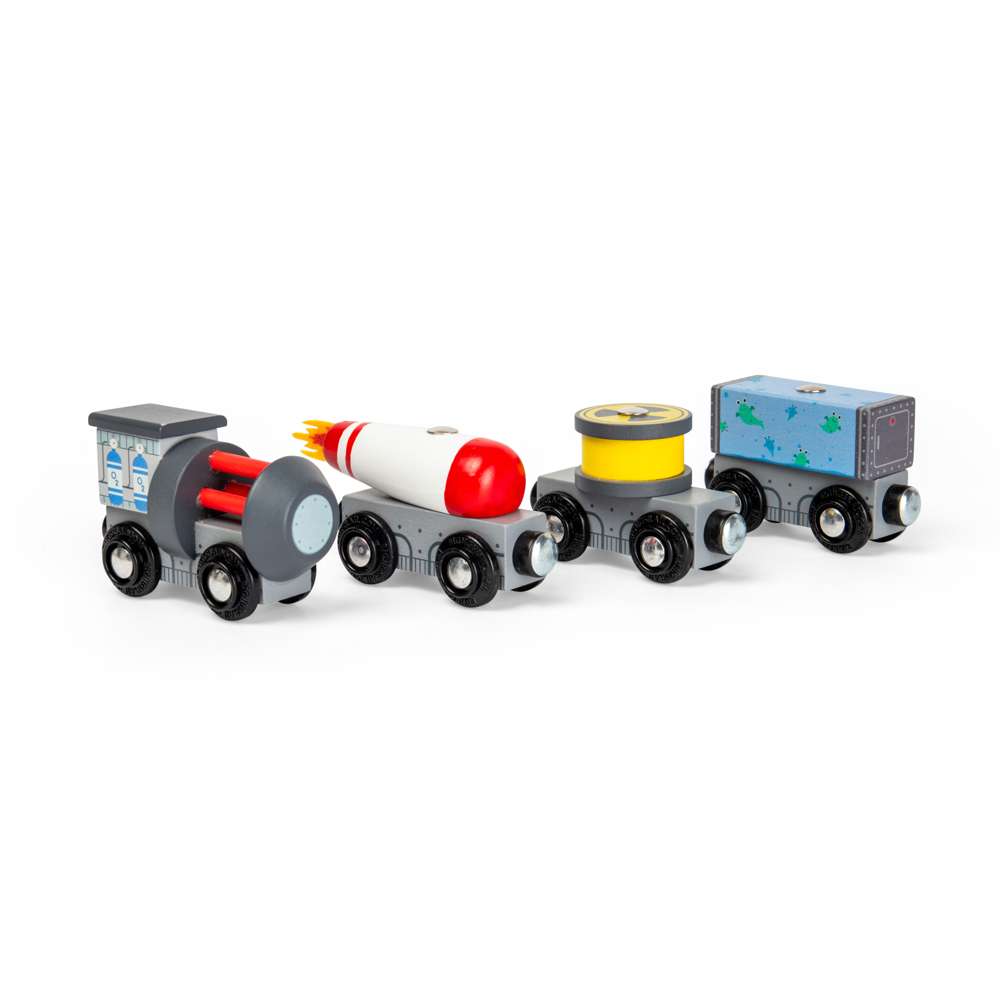 Bigjigs Rail Space Train - 9 Piece Wooden Railway for Kids