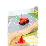 Wooden Train Set and Table for Kids with Accessories 50 Piece Railway Play