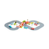 Figure of Eight Wooden Roadway Set – 36 Piece Toy Car Track with Bridge