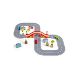 Figure of Eight Wooden Roadway Set – 36 Piece Toy Car Track with Bridge