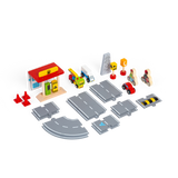 Wooden Roadway Accessory Pack – 25 Piece Vehicles Signs Traffic Set