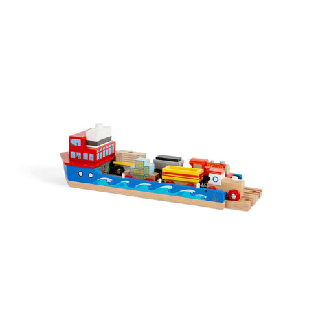 Train Ferry – Wooden Railway Accessory with Folding Ramp for Train Sets