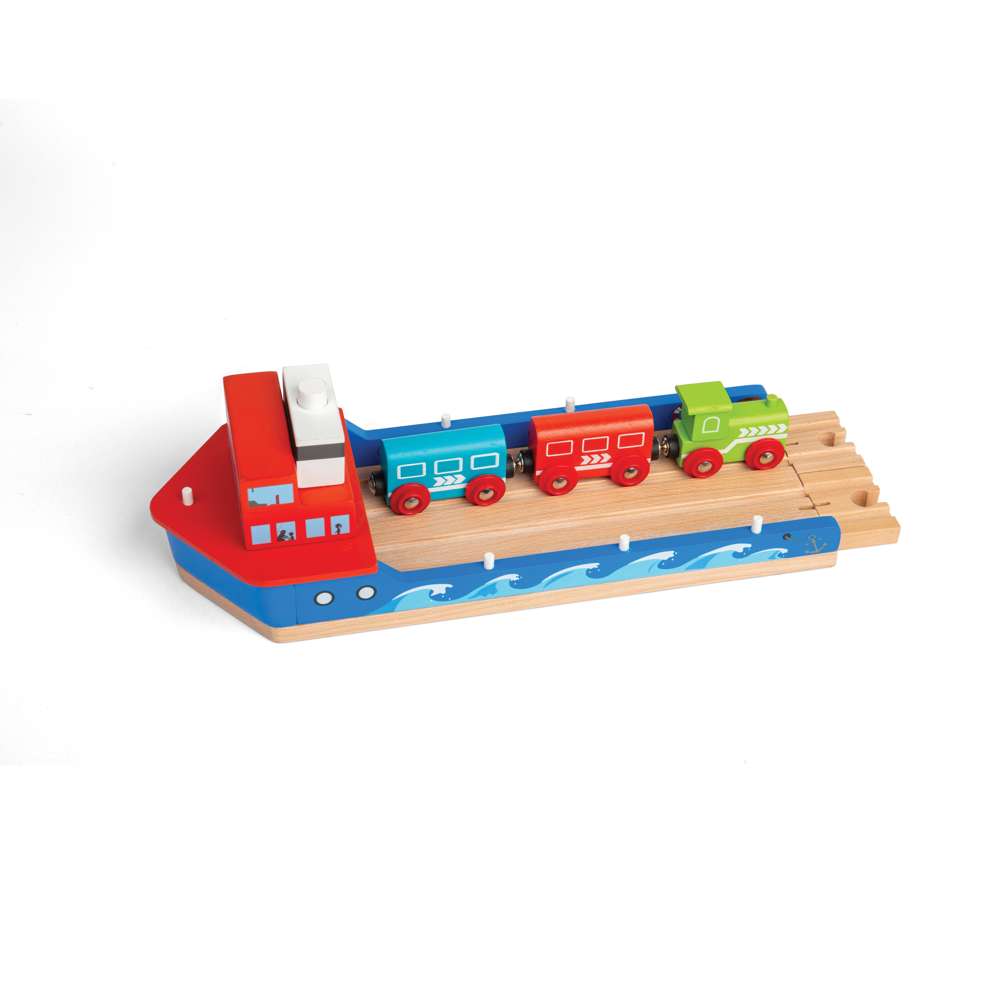 Train Ferry – Wooden Railway Accessory with Folding Ramp for Train Sets