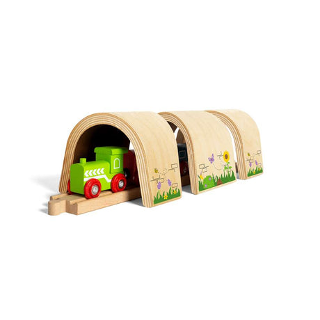 Curve & Straight Wooden Train Tunnel – Compatible Railway Accessory