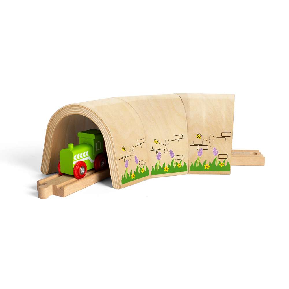 Curve & Straight Wooden Train Tunnel – Compatible Railway Accessory