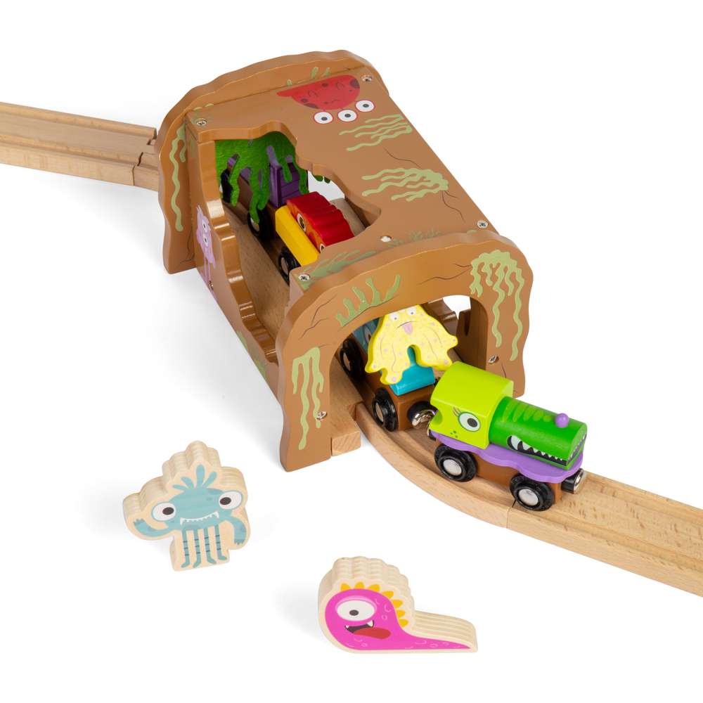 Monster Tunnel – Wooden Train Track Accessory for Kids, Fits Major Brands