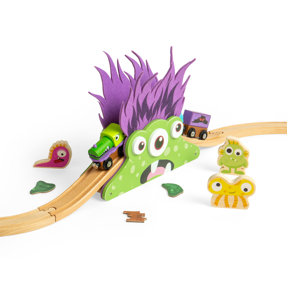 Monster Bridge – Wooden Train Track Accessory for Kids, Three-Eyed Monster Toy