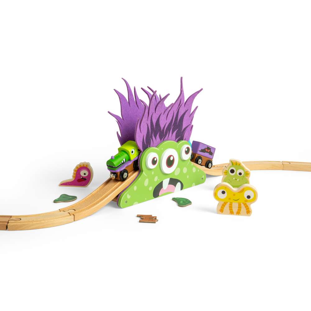 Monster Bridge – Wooden Train Track Accessory for Kids, Three-Eyed Monster Toy