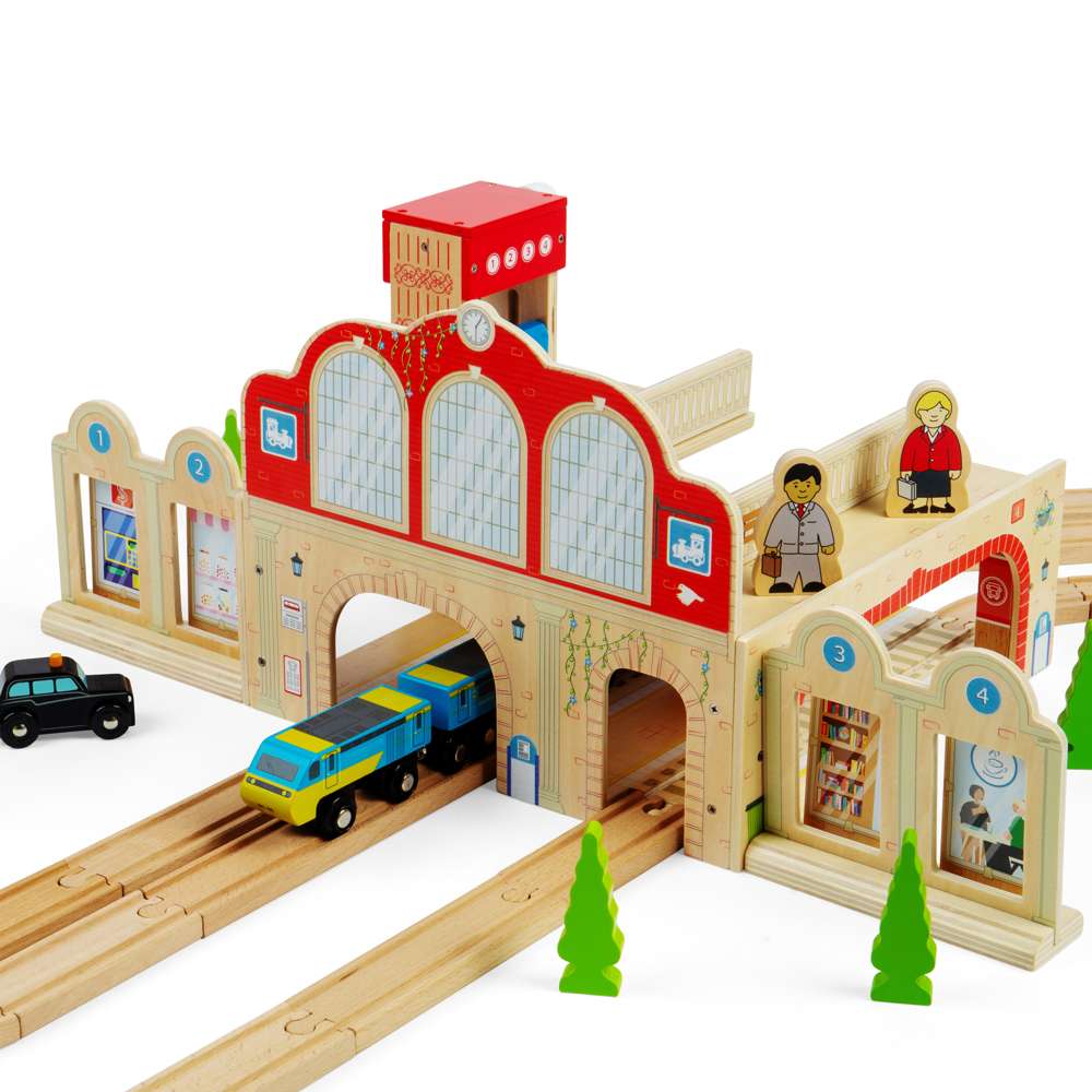 Grand Central Station Wooden Train Set – Compatible Railway Accessory Toy