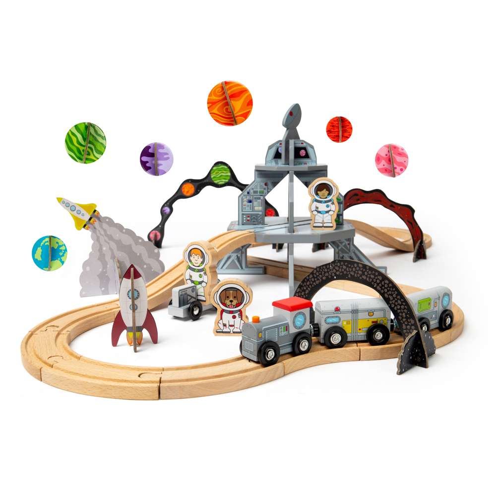 Space Train Set For Kids with Astronauts and Accessories – 40 Piece Playset