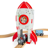 Wooden Rocket Ship - Space Toy for Wooden Train Sets & Railway Track