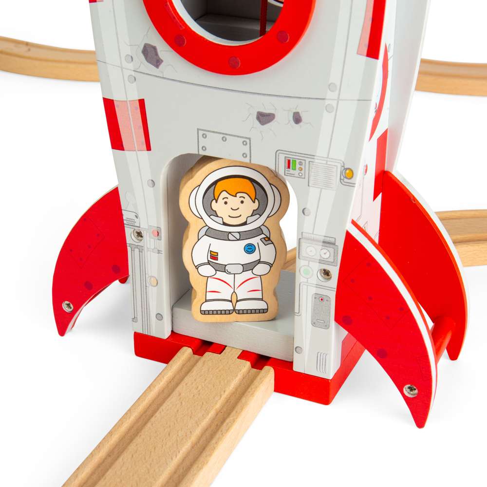 Wooden Rocket Ship - Space Toy for Wooden Train Sets & Railway Track