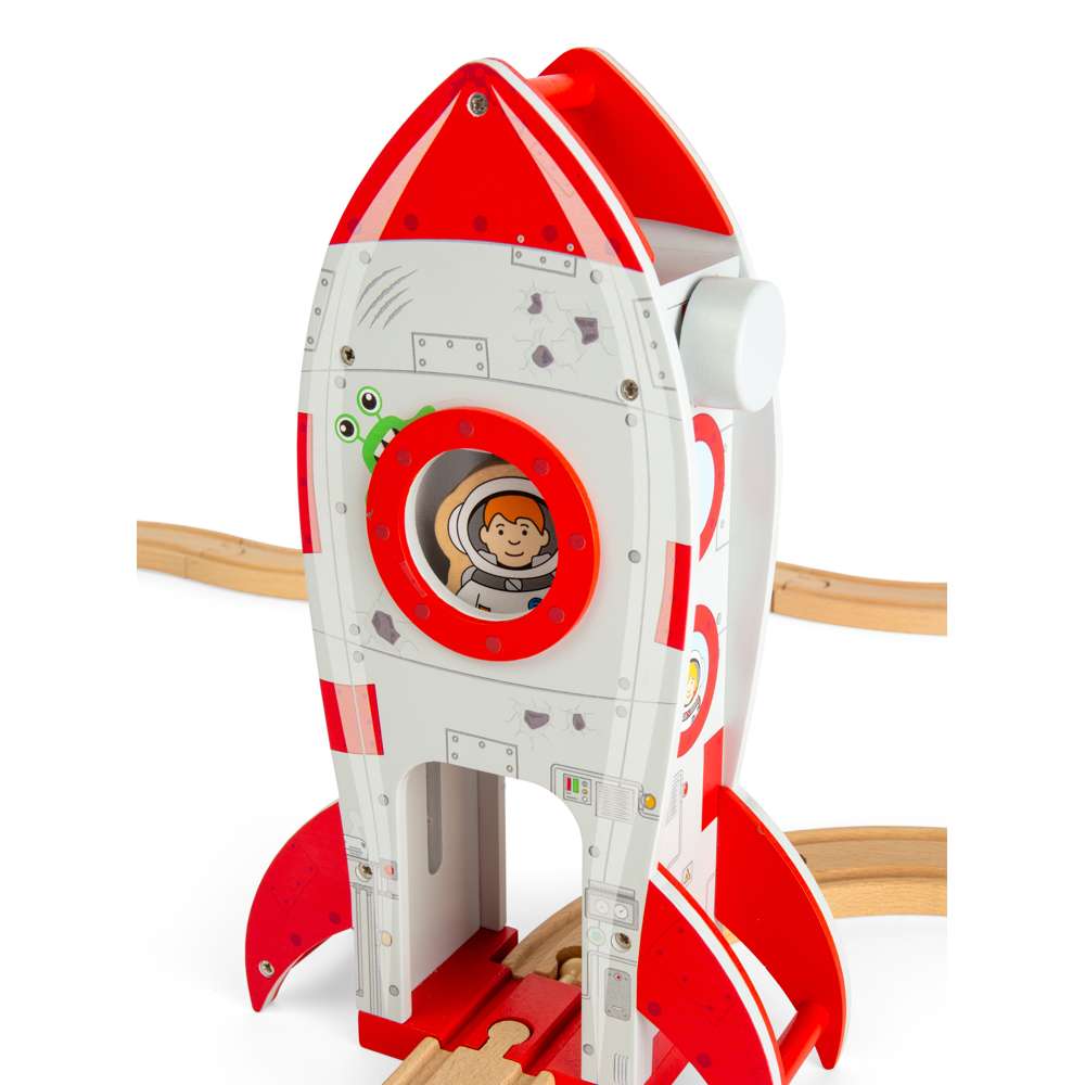Wooden Rocket Ship - Space Toy for Wooden Train Sets & Railway Track