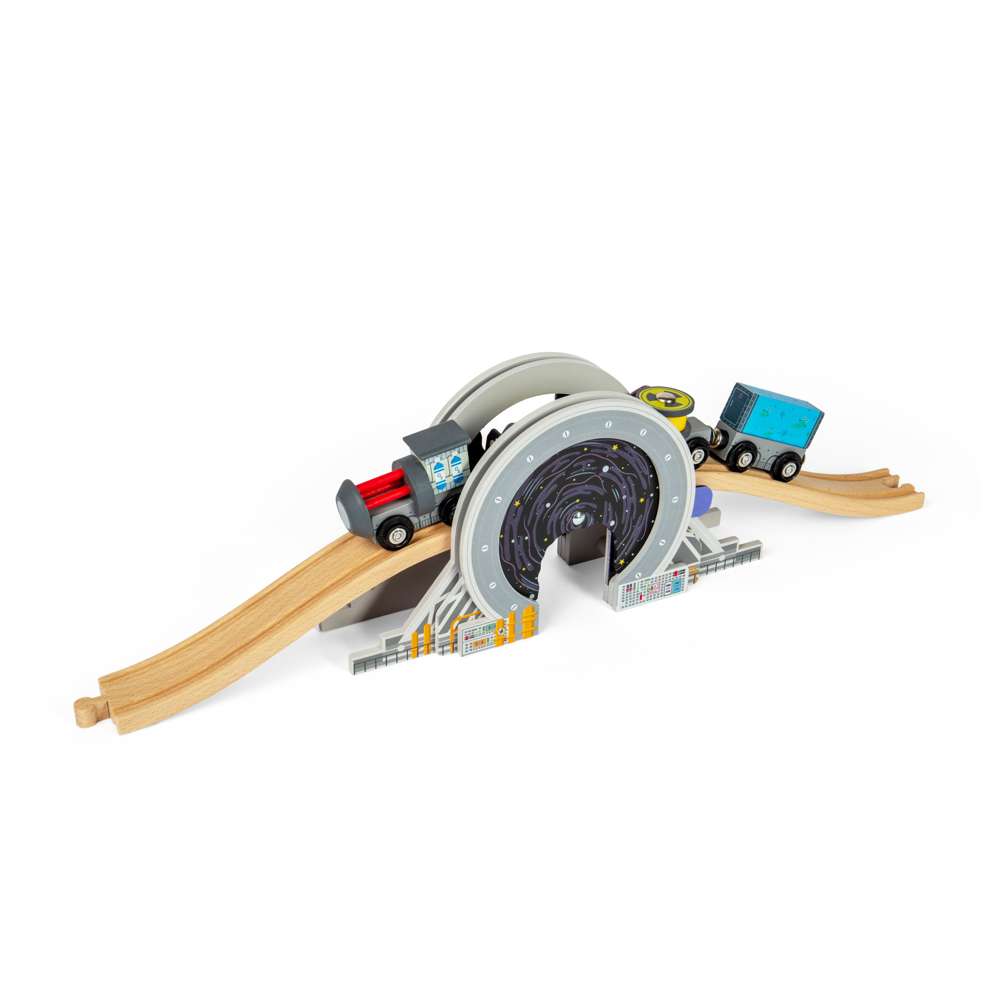 Bigjigs Rail Galaxy Bridge: Wooden Space Train Bridge & Porthole Tunnel